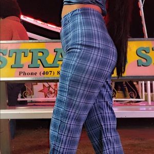 blue plaid pants